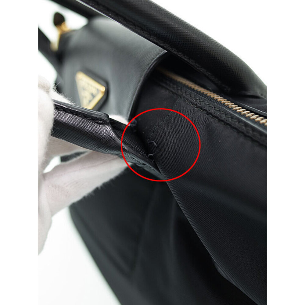 Prada Tessuto Saffiano Leather Tote Shoulder Bag black - Picture 5 of 9
